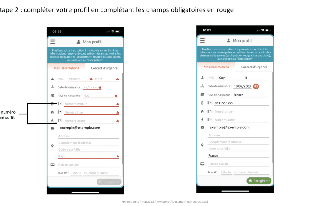 Remplir le profil : Numéro d&rsquo;urgence = personne de confiance